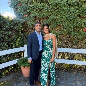 Abercrombie Green Floral Maxi Dress with Side Slit